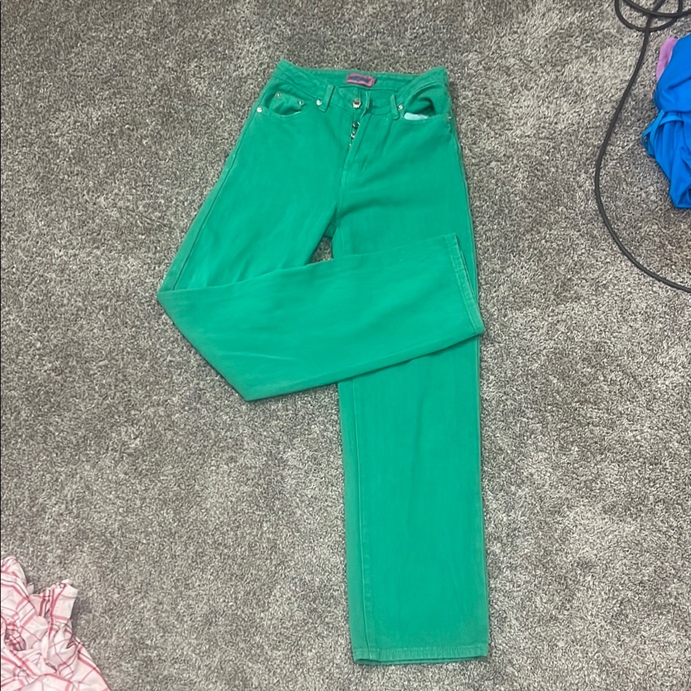 Edikted Green Straight Leg Jeans